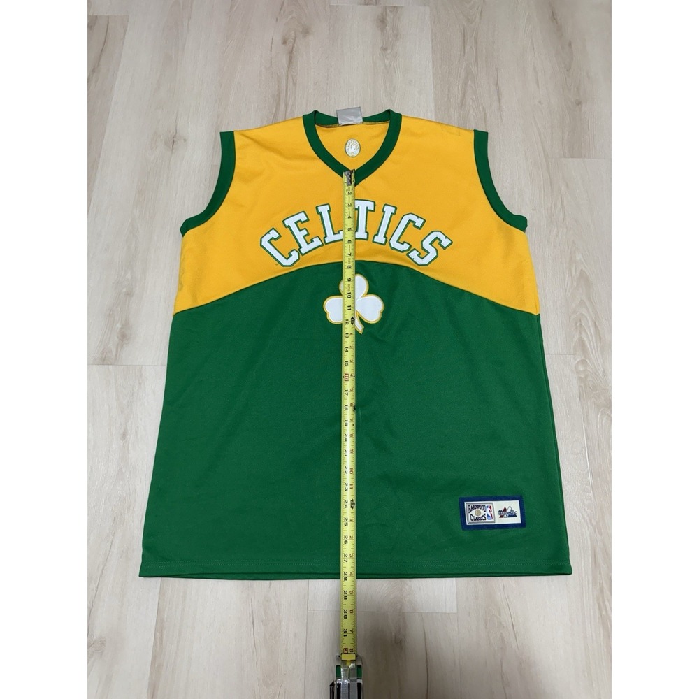 Majestic HardWood Classics NBA Boston Celtics Jersey Men's Large-XL Green Yellow - Picture 2 of 8